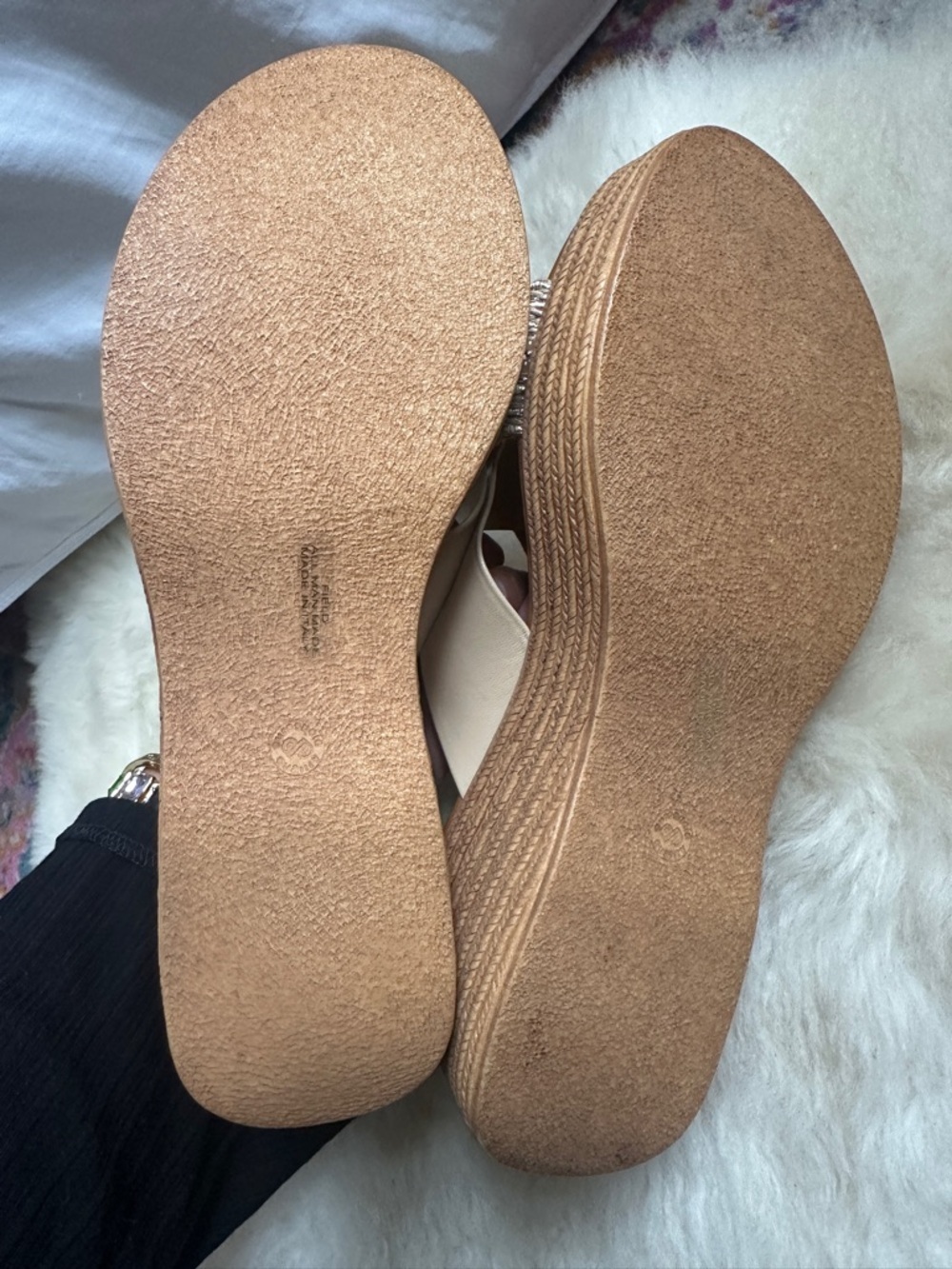 Toscanella Neutral Braided Crisscross Beige Cream Boho Slip On Sandals - Picture 8 of 9